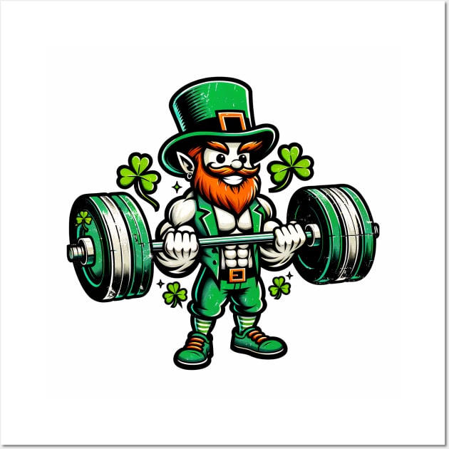 St. Paddy's Powerlift: Strongman Leprechaun Gym Shirt Wall Art by Klimek Prints